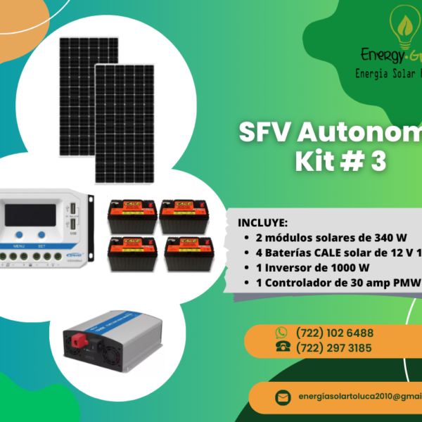 KIT SOLAR FOTOVOLTAICO AUTONOMO- Energía Solar Fotovoltaica 1000 W